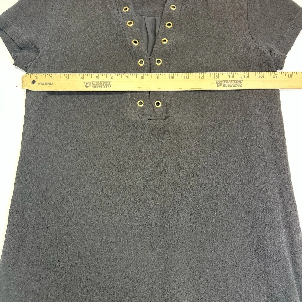 Michael Michael Kors Black Shift Dress Small Grommet Neck High Low Hem